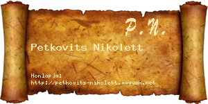 Petkovits Nikolett névjegykártya